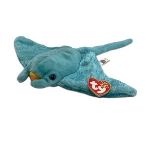 🍄 TY “Sunray” Beanie Baby Blue Stingray Toy - NWT